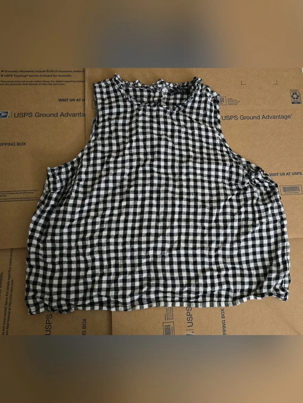J. Crew Fleur top in gingham linen, Size 2X